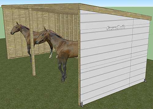 Un abris de prairie avec qaatre ancrages au sol