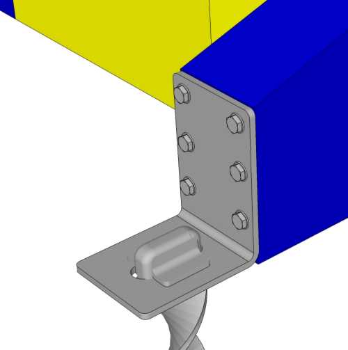 Un obstacle avec 50x460LP ancrage au sol, et un raccord T505