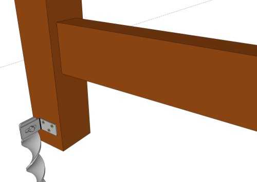 Un banc de parc en bois, avec ancre Erdanker et raccord type B