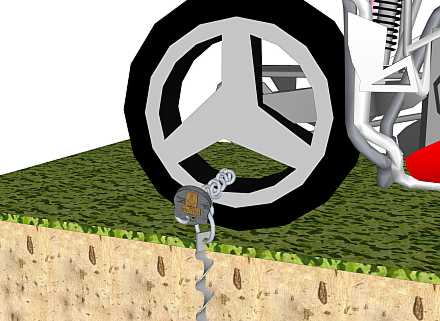 Lorsque l'ancre est dans le sol, la chaîne et le cadenas sont montés