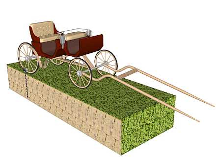 Un chariot à cheval. fixe ! fini !