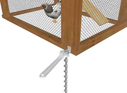 Sécuriser un chenil en bois, ou un poulailler. utilisant une clé à molette, Dévisser l'ancre. pour le démontage.