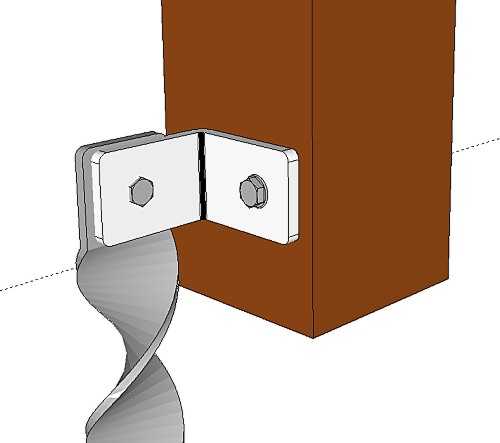 Exemple d'utilisation d'un raccord Visdeterre A pour sécuriser un banc de jardin